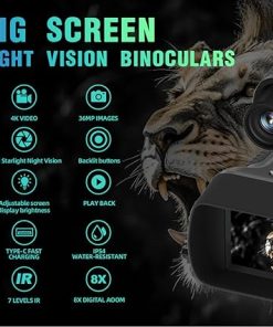 Night Vision Goggles, 4K UHD Video & 36MP Image Infrared Night Vision Binoculars with 4.5″ Screen, 4500mAh Rechargeable Battery, 32GB TF Card, 8X Digital Zoom, Backlit Silicone Button for Camping 2