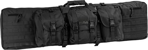TLO Outdoors Double Rifle Gun Case - Soft Range Bag - Room for Two Rifles, Shotguns, and Storage for Pistols, Handguns, Firearm Accessories and Equipment with Shoulder Straps