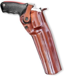 Premium Leather Three Slots Belt Holster with Retention Strap Fits Taurus Raging Bull 44 Mag/ 454 Casull 6.5″ Barrel, Right Hand Draw, Brown Color #1447#