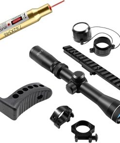 Mosin Nagant 2-7×32 Long Eye Relief Scope + Scout Rail Mount for Mosin Nagant 91/30 M38 M44 1891 91/30 1891/30 Rifles +1 Inch Ring + 7.62 x 54R Caliber Cartridge Laser Bore Sighter