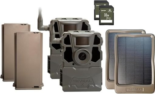 TACTACAM Reveal X Gen 2.0 LTE Cellular Trail Camera + Solar Panel + Lipo Lithium Battery Pack + 32GB SD Card (2 PK)