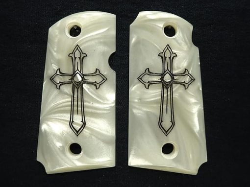 Pearl Cross Engraved Kimber Micro 9 Grips - Image 2