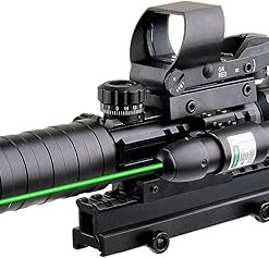 4-in-1 3-9x32EG Red/Green Dot Illuminated Rangefinder Scope, Red Green Dot Sight, Green Laser with Riser Mount fit 20mm Rail