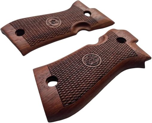 New Grips Compatible with Berertta Cheetah 84, 84FS Checkered Pattern Padauk Wood - Image 2