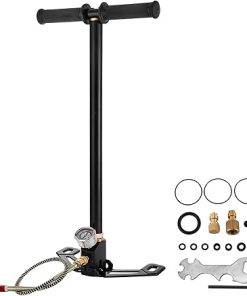 VEVOR High Pressure Hand Pump 3 Stage Airgun PCP Pump 4500PSI Stirrup Pump Air Rifle Filling Stirrup Pump(30MPA), Black and Haendler & Natermann H&N Baracuda Hunter Extreme Pellets, .25 Cal 2