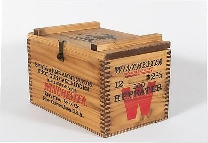 Winchester WOODEN AMMO BOX Classic Wooden Ammunition Box Crafted From Pine With Hinged Top – Made in USA Winchester WOODEN AMMO BOX Classic Wooden Ammunition Box Crafted From Pine With Hinged Top – Made in USA