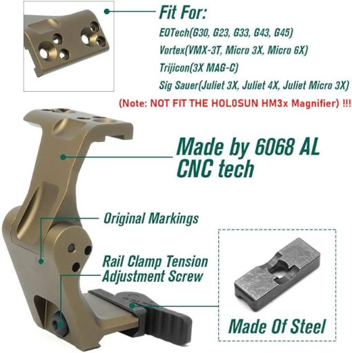 FTC Magnifier Mount with Fast QD Lever 2.26”/2.91" Optical Centerline Height, Flip-to-Center (FTC),Compatible G30,G23,G33,G43,G45, 3X, 6X Etc - Image 2
