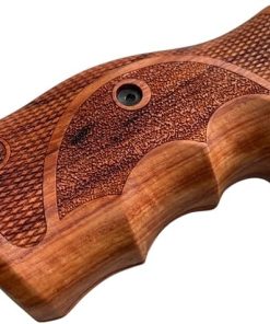 New Grips Compatible with S&W, K/L Frame Round Butt, Rough Engraved Finger Groove Closed Back Thai Handmade, Brown
