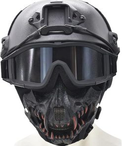 MICH Updated Version Fast Tactical Helmet Combined with Foldable Half Face Mesh Mask and Goggles for Airsoft Paintball CS Game Set