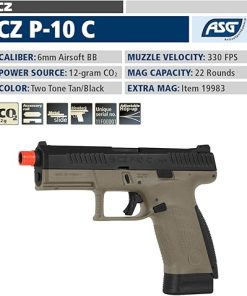 ASG CZ P-10C CO2 Airsoft Pistol – Blowback Airsoft Gun – Adjustable Hop-Up – Metal Slide – Threaded Barrel/Optic Ready – FDE – 6mm Airsoft BB 2