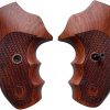 New! Wood Grips Compatible with Ruger SP101, Checkered Padauk Wood -Thai Handmade