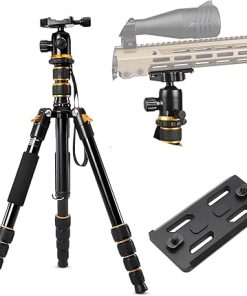 Aluminum Rifle Tripod Shooting Stick Gun Rest Stand Compatible with MLOK Handguards for Hunting & Shooting, 21-63 Inches