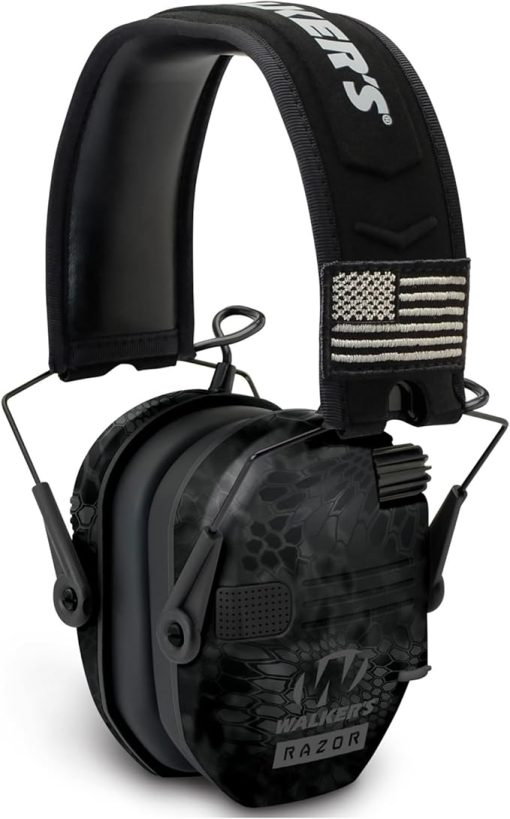 Walkers Razor Patriot Series Hi-Gain Omnidirectional Microphone Electronic Muffs (Kryptek Camo) Bundle with Walkie-Talkie Attachment, Protective Sport Glasses and Cleaning Cloth (4 Items) - Image 2