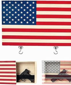 Pistols Wall Cabinet with Magnetic Lock, Wall Shelf Gun Safe, Handmade Wooden Box Storage (Wood Cover)