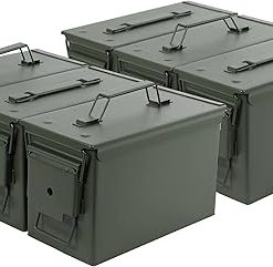 Ammo Can Set – 50 Cal Solid Steel 6pk Metal Ammo Box Containers for Long-Term Ammunition and Gear Storage