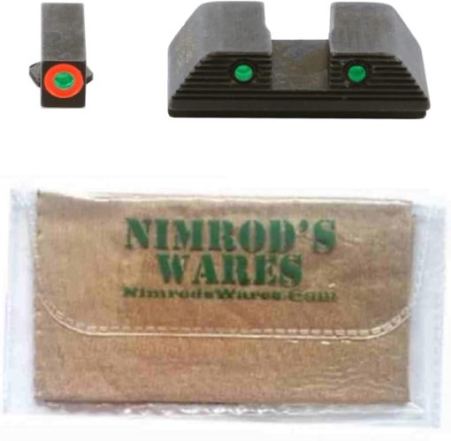Nimrod's Wares AmeriGlo Night Sights Set Compatible with Glock Gen 1-4 20 21 29 30 31 32 36 GL-817 Bundle with Microfiber Cloth