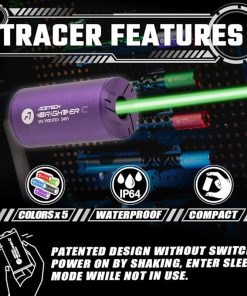 ACETECH Airsoft Pistol/Riffle Tracer Unit Brighter C 14mm CCW Negative Thread with M14 to M11+ Adaptor Glow in The Dark Green/Gel BB LED Beam Lighting Effect 2