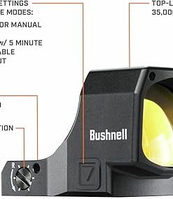 Bushnell RXM-300 Reflex Sight, 4 MOA Daylight Bright Red Dot, Shake-Awake, Massive 24x28mm Window for Unmatched FOV in All Weather Conditions, Low-Profile and High-Rise Mount, RMR Footprint 2