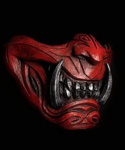 Half Face Samurai Mask Ronin Oni Mempo Japanese Demon NOH for Airsoft Paintball BB Gun Motorcycle Red Joker KKD KK31