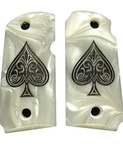 Pearl Spade Engraved Kimber Micro 9 Grips