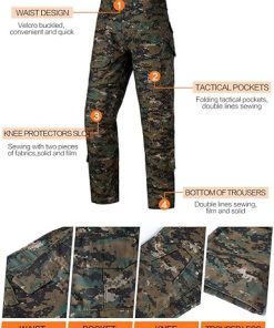 YUSHOW Mens Tactical Military Uniform Set Camouflage Tactical Shirt Pants Gear Suit 2