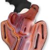 Premium Leather Three Slot OWB Pancake Holster with Thumb Break Fits, Colt King Cobra 357 Mag 6-Shot 3″ Barrel, Right Hand Draw, Brown Color #1631#