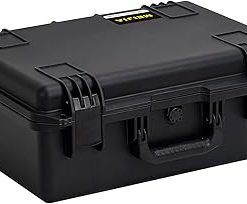 MEIJIA Portable Premium Waterproof Hard Compact Compact Case with customizable fit foam,Lightweight and Strong Design,21.2″x16.0″x8.3″,Elegant Black