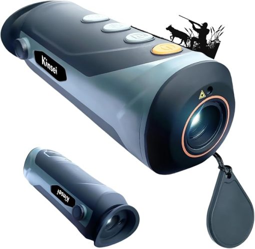 KINSEI Thermal Imaging Monocular, Thermal Monocular Night Vision Telescope, 10mm Focal Lens 256x192(50HZ) Effective Pixels Heat Vision Goggles Optic Spotting Scope Camera for Night Hunting-Grey