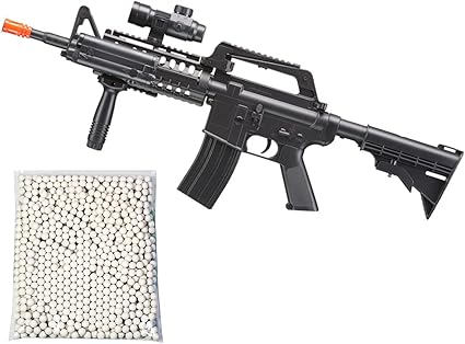 400 FPS Airsoft Spring Power Rifle M4 Durable Material with Flashlight, Red Dot, Grip and1000 Rounds 0.12g BBS 400 FPS Airsoft Spring Power Rifle M4 Durable Material with Flashlight, Red Dot, Grip and1000 Rounds 0.12g BBS