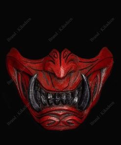 Half Face Samurai Mask Ronin Oni Mempo Japanese Demon NOH for Airsoft Paintball BB Gun Motorcycle Red Joker KKD KK31 2