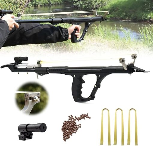 Fishing Slingshots for Adults, High Precision Telescopic Rod Slingshots for Hunting, Multifunctional Professional Slingshot Rifle for Hunting Slingshot Catapult with Rubber Bands