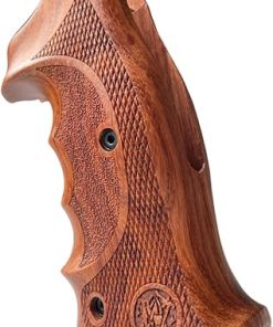 Feelsogood New! Grips Compatible with Smith & Wesson N Frame Round Butt – Professional Target Grips, Checker/Rough Texture Opened Back