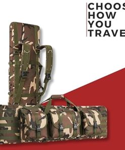 Tactical Double Rifle Soft Case – Water-Resistant Gun Bag w/Lockable Zippers, Backpack Straps, MOLLE & Padded Handle and Divider for Hunting, Shotguns, & More 2