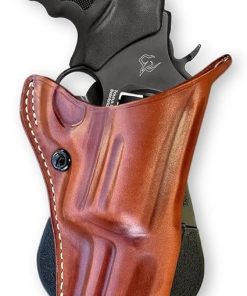 Leather Paddle OWB Revolver Holster Open Top Fits Taurus Judge (Up to 3″ cyl) 4510 Steel Frame 3” Barrel, R/H Draw, Brown Color #1062#