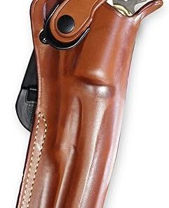 Premium Leather Paddle OWB Revolver Holster with Retention Strap Fits Pietta 1860, 44 Cal Colt Army 8” Round Barrel Black Powder Revolver, Right Hand Draw, Brown Color #1580#