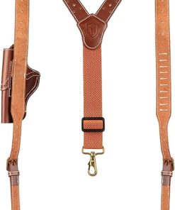 TOURBON Leather Hunting Suspenders with Gun Holder, Shoulder Holster with Ammo Holder for Men Women 2