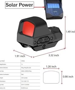 Gotical Multi-Reticle 2MOA/65MOA/2MOA+65MOA Circle Open Reflex Sight w/Solar Failsafe Shake Awake 5W Battery Life, Absolute Co-Witness QD Picatinny Rail Mount Durable 2
