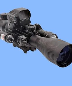 Rifle Scope Combo with Red Dot Sight, 4-12×50 Illuminated, 4 Reticle Patterns, Red Laser Sight, Weaponlight