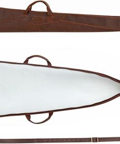 TOURBON Vintage Genuine Leather Shotgun Gun Case Scoped Rifle Bag 2