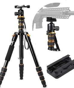 Aluminum Rifle Tripod Shooting Stick Gun Rest Stand Compatible with 20mm Picatinny Waver Rail for Hunting & Shooting, 21-63 Inches