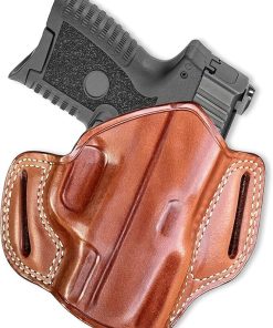 Leather Pancake OWB Belt Holster Open Top Fits FNH FN Reflex Micro Compact 9mm 3.3” Barrel, Right Hand Draw, Brown Color #1661#