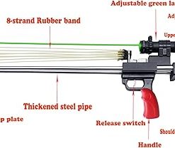 Heavy-Duty Slingshot Rifle Set with Foldable Rear Bracket and 8-Card Bow Door, with a Maximum Pulling Distance of 70CM, Initial Speed of 50 Meters/Second 2