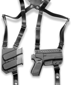 Handmade Shoulder Holster for Glock 19/17/19X/22/23/31/32/45, Full Grain Leather Strap with US Kydex Holster for Concealed Carry, Retention Adjustable, Universal Fit 9mm/.40 Double-Stack Mag