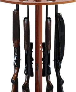 5 Gun Wood Gun Rack Wood Corner Wall Display Rack Shotgun Rifle Stand Gun Holder Display for Home Garage Office Storage