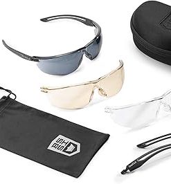 Bollé Safety Standard Issue, GUNFIRE KIT Ballistic Safety Glasses, Eye Protection for Military, Tactical and First Responders with Platinum Anti-Fog Coating, Matte Black Frame