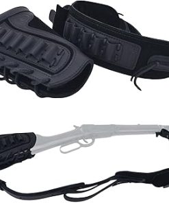 Leather Rifle Shotgun Buttstock Cover with Match Gun Sling for .357 .30-30 .30-06 .45-70 .22LR 12GA 16GA 20GA