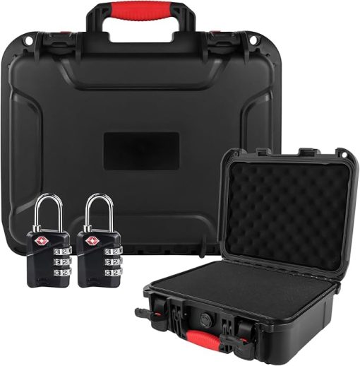 Gun Pistol Case for Handgun - Firearm Travel Case with 2 TSA Locks,TSA Approved with Pre-cut Foam,Pistol Carrying Case Hard Shell Waterproof Shockproof Gun Storage