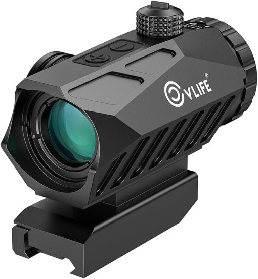 CVLIFE WolfProwl 3X Prism Scope, Electronic Button Control Compact Prism Optic with Red Green Illuminated Circle Dot Reticle