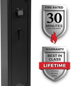 Home Defense 4-Gun Fireproof Electronic Lock Gun Safe, DOJ Approved, Rifle Safe, Black Textured Gloss Finish 2