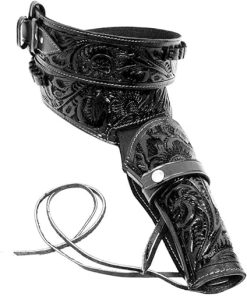 38/357 Caliber Western Leather Gun Holster & Belt – Cowboy Style Single Drop Rig Standard Barrel – Authentic Handmade Hand Tooled